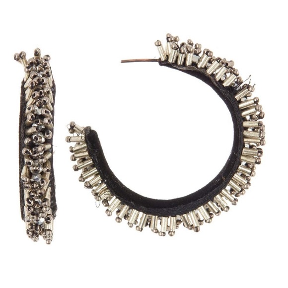 panacea Jewelry - Beautiful Silver Beaded hematite hoop Earrings🌼